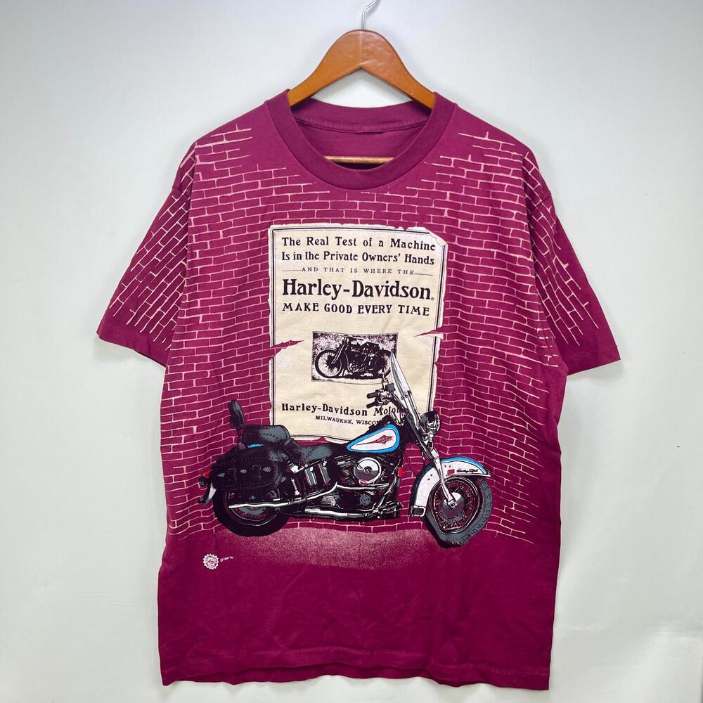 Vintage 1995 Harley Davidson AOP All Over Print T Shirt 2XL